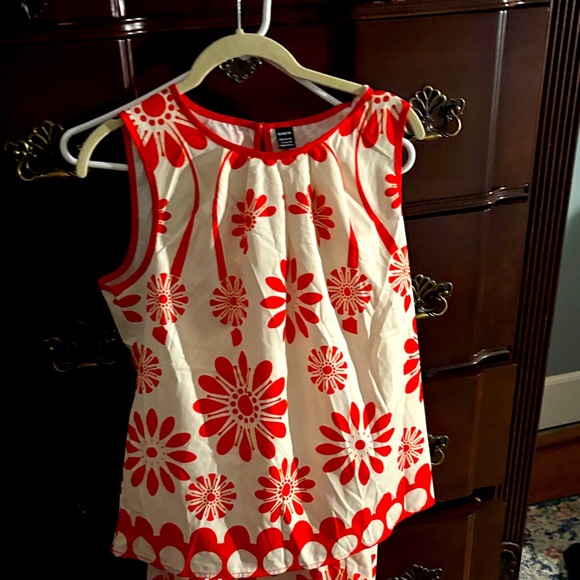 Floral Red and White Kids Dress - Picture 1 of 2